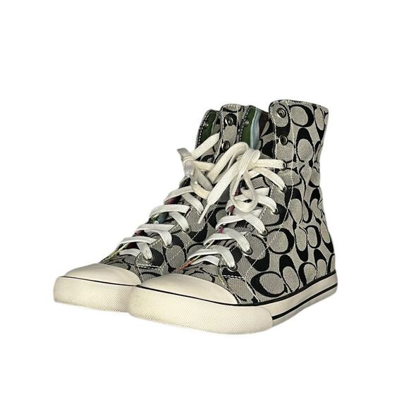 Womens Coach Bonney Signature Canvas Twill High-Top Sneakers Size 6.5 - Picture 2 of 6